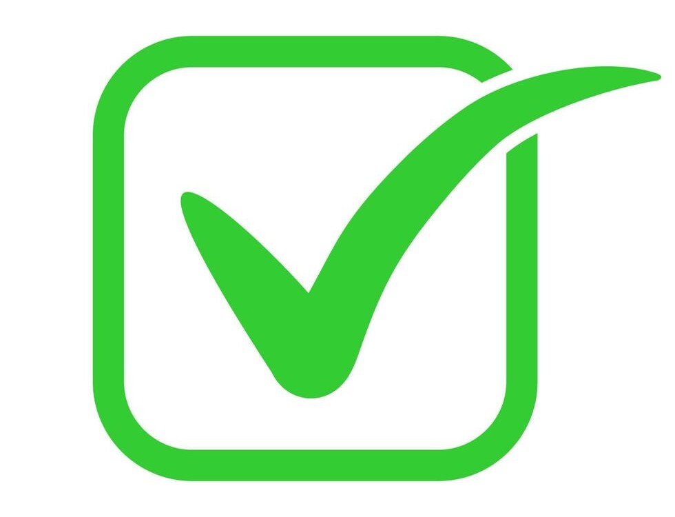 green checkmark on white background