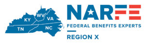 NARFE Region X Logo, map of KY, NC, TN, VA, & WV