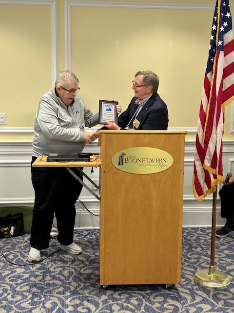 RVP Allen presenting Distinguished Service Award to previous Ky Federation President