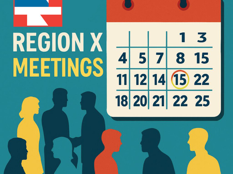 colorful graphic of a calendar and silhouettes of people engaging