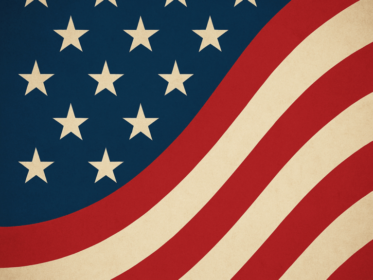 Icon of stars and stripes in a swirl pattern