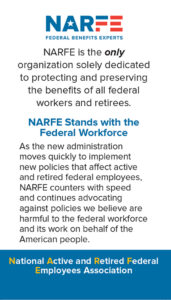 NARFE back of Business Card giving information for prospective members as to why they should join.