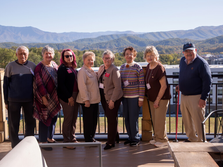 Virginia Federation Delegation standing in front of the backdrop of the Great Smokey Mountains, TN