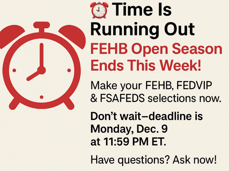 Alarm clock with information that reads "Open Season" is closing on December 9, 2025 so ask now if you have questions.