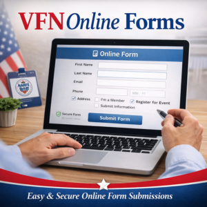 Laptop computer with a mans hands and he is filling out a form